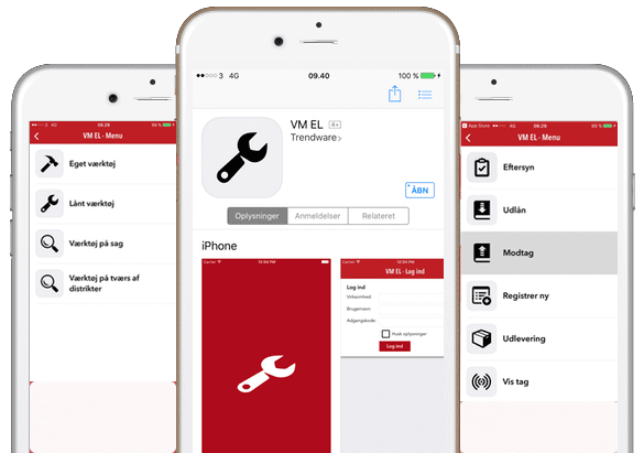 VM EL Appen gør det nemt at holde styr på el-værktøj osv. når I er på farten